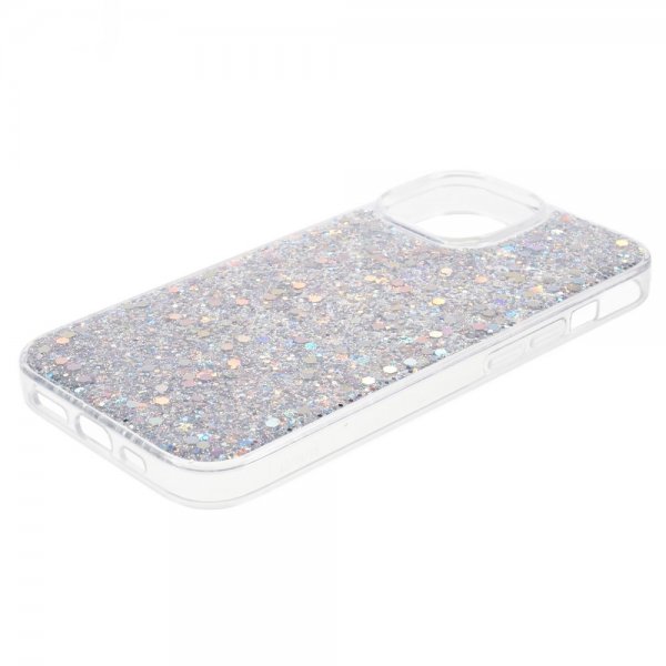 iPhone 15 Plus Cover Glitterpailletter Sølv