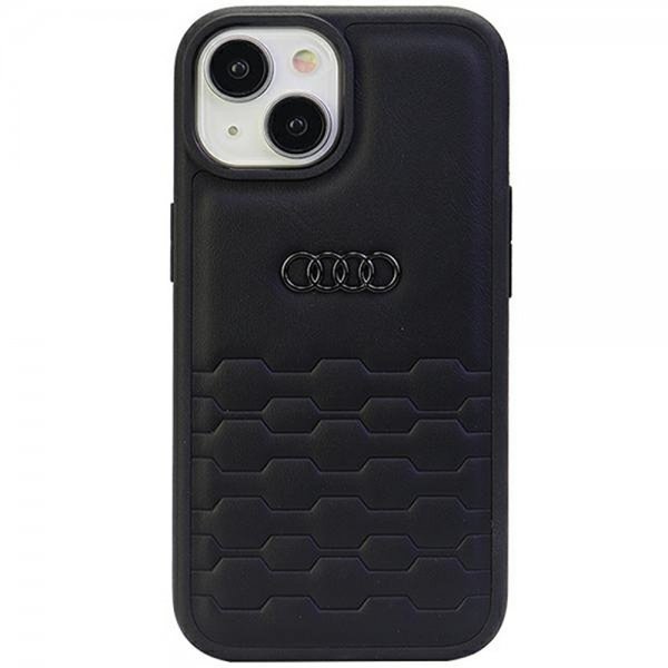 Audi iPhone 15 Plus Cover GT Syntetisk Læder Sort