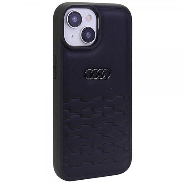 Audi iPhone 15 Plus Cover GT Syntetisk Læder Sort
