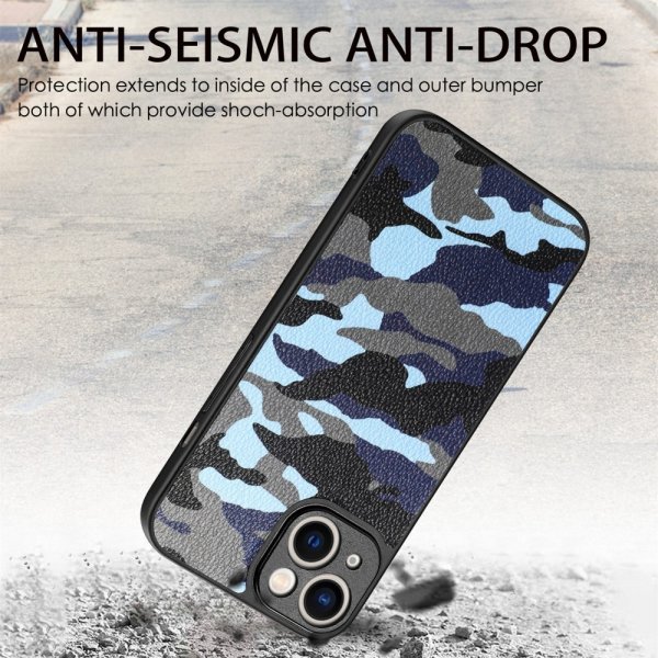 iPhone 15 Plus Cover Camouflage Blå