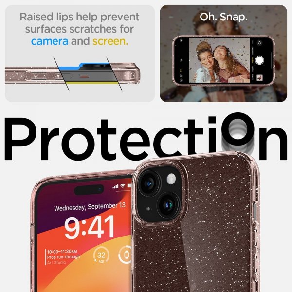 Spigen iPhone 15 Plus Cover Liquid Crystal Glitter Rose Quartz