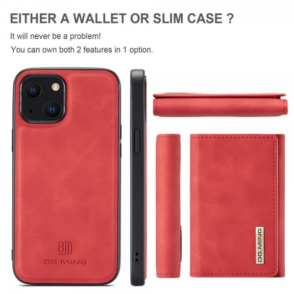 Dg.Ming iPhone 15 Plus Cover M1 Series Aftagelig Kortholder Rød
