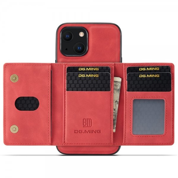 Dg.Ming iPhone 15 Plus Cover M2 Series Aftagelig Kortholder Rød