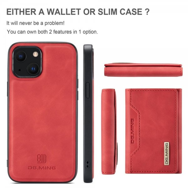 Dg.Ming iPhone 15 Plus Cover M2 Series Aftagelig Kortholder Rød