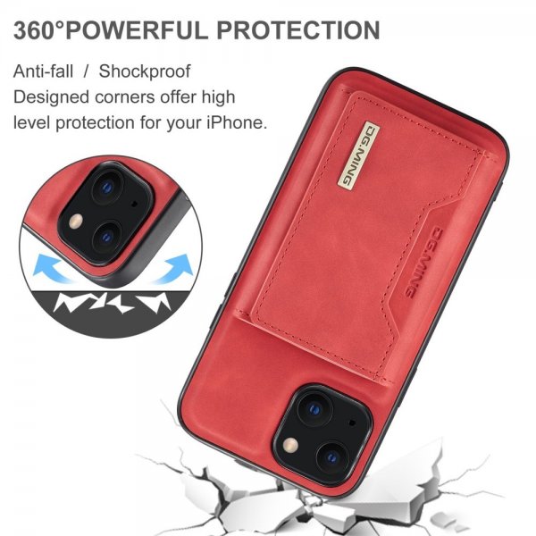 Dg.Ming iPhone 15 Plus Cover M2 Series Aftagelig Kortholder Rød
