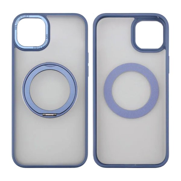 Rvelon iPhone 15 Plus Cover Roterbart MagSafe Stativ Blå