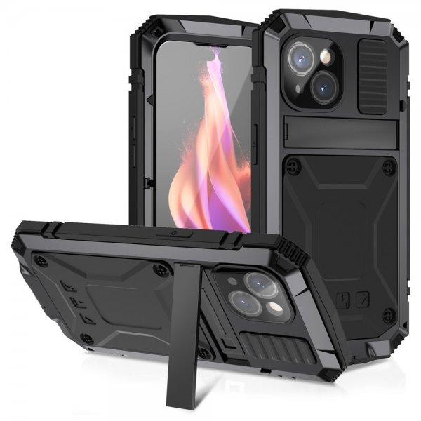 R-JUST iPhone 15 Plus Cover Metal Stødsikkert Sort