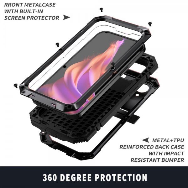 R-JUST iPhone 15 Plus Cover Metal Stødsikkert Sort