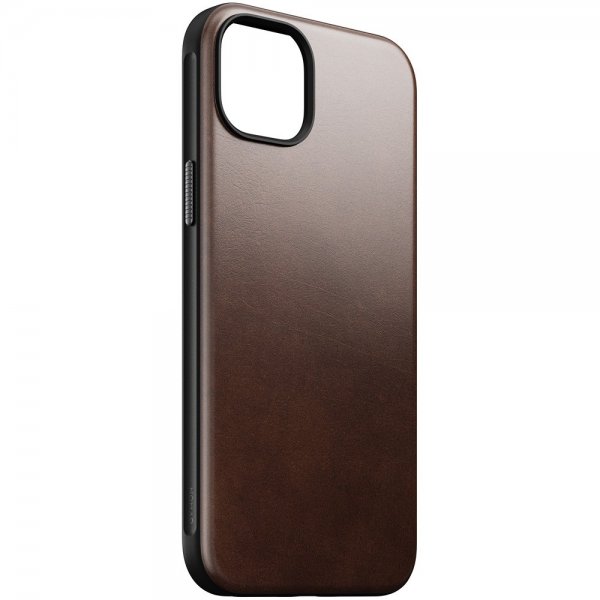 Nomad iPhone 15 Plus Cover Modern Leather Case Horween Rustic Brown