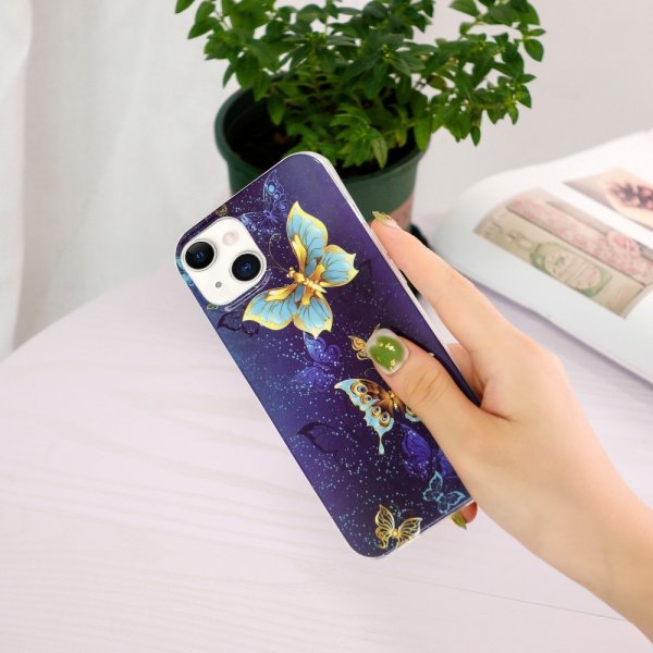 iPhone 15 Plus Cover Motiv Gyldne Sommerfugle