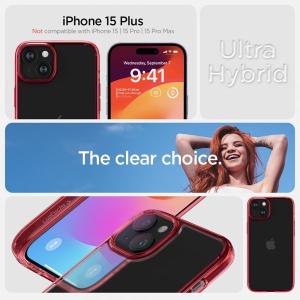 Spigen iPhone 15 Plus Cover Ultra Hybrid Red Crystal