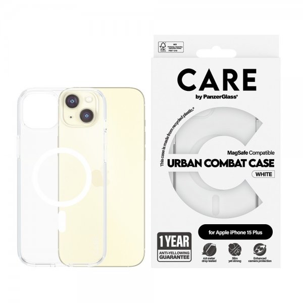 CARE by PanzerGlass iPhone 15 Plus Cover Urban Combat MagSafe Hvid