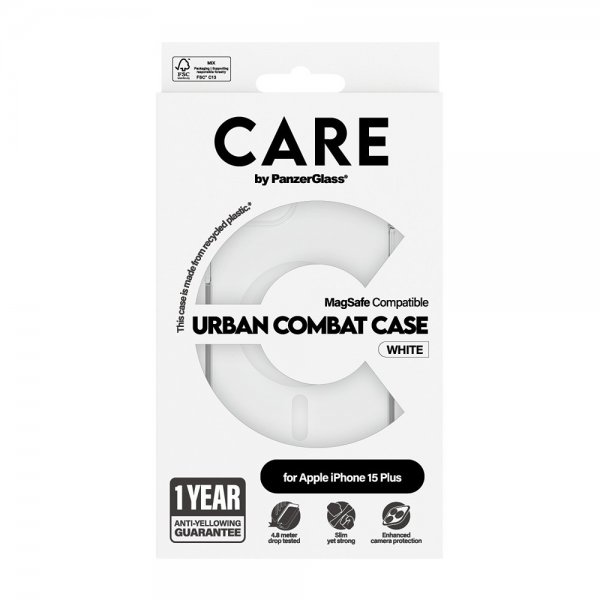 CARE by PanzerGlass iPhone 15 Plus Cover Urban Combat MagSafe Hvid