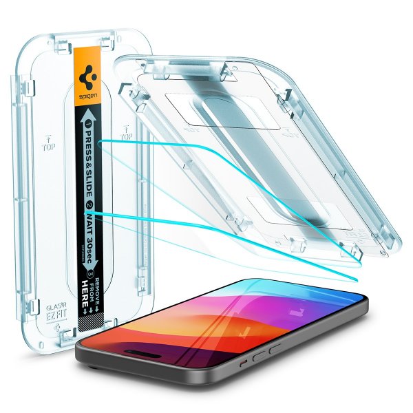 Spigen iPhone 15 Plus/iPhone 16 Plus Skærmbeskytter GLAS.tR EZ Fit 2-pak