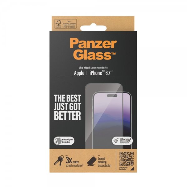 PanzerGlass iPhone 15 Plus Skærmbeskytter Ultra-Wide Fit EasyAligner