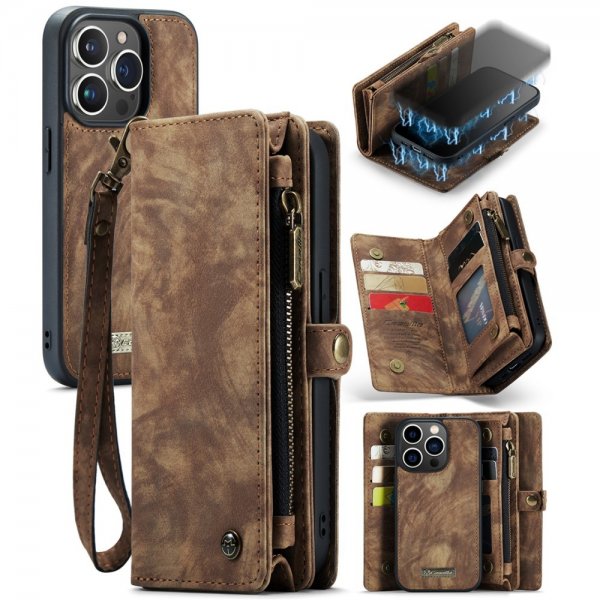 CaseMe iPhone 15 Pro Cover 008 Series Aftageligt Cover Brun