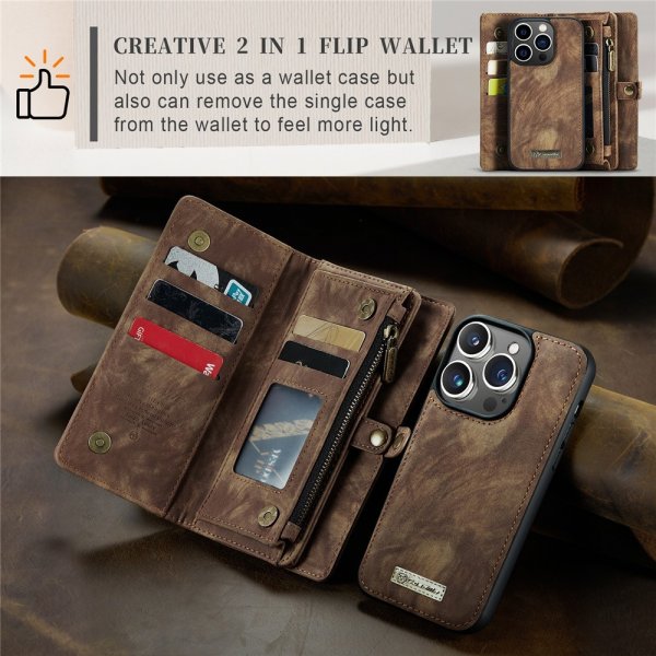 CaseMe iPhone 15 Pro Cover 008 Series Aftageligt Cover Brun