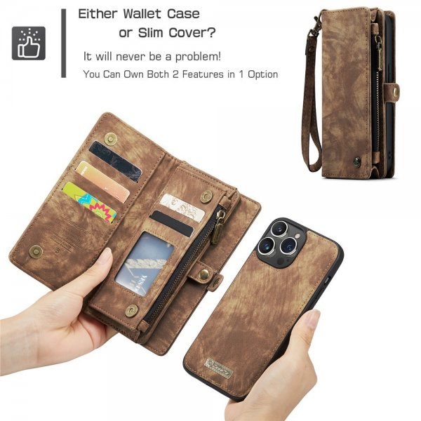 CaseMe iPhone 15 Pro Cover 008 Series Aftageligt Cover Brun