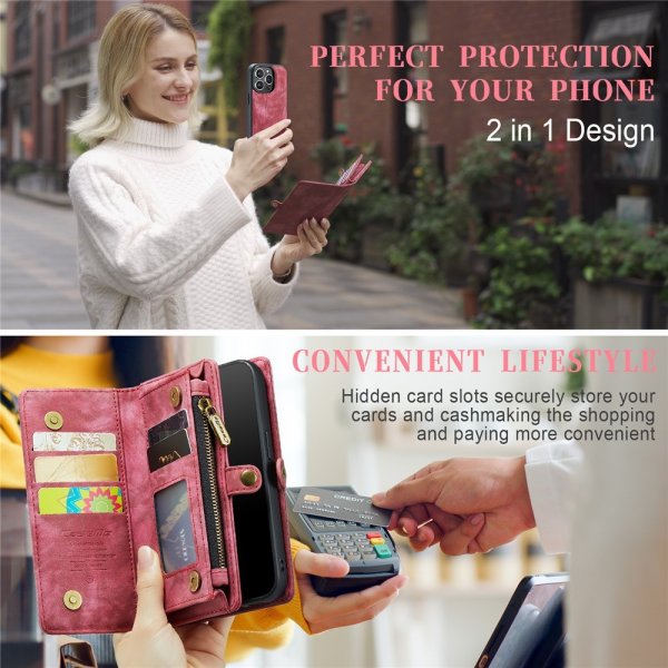 CaseMe iPhone 15 Pro Cover 008 Series Aftageligt Cover Rød