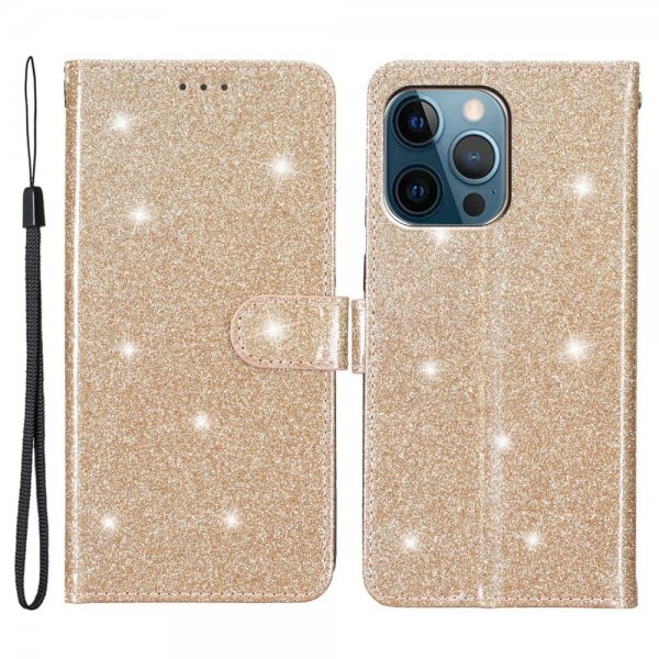 iPhone 15 Pro Cover Glitter Guld