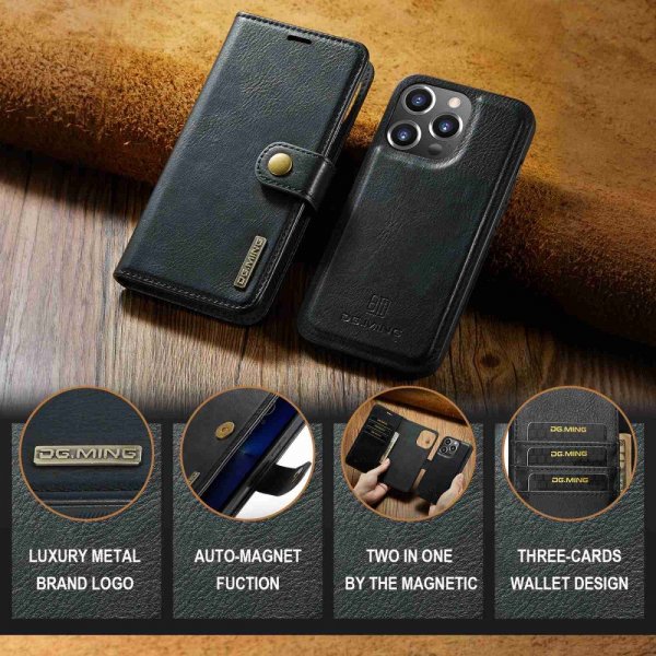 Dg.Ming iPhone 15 Pro Cover med Aftageligt Cover Sort