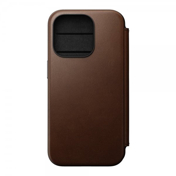 Nomad iPhone 15 Pro Cover Modern Leather Folio Brun