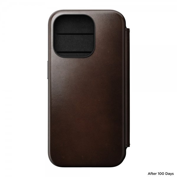 Nomad iPhone 15 Pro Cover Modern Læder Folio Horween Rustic Brown