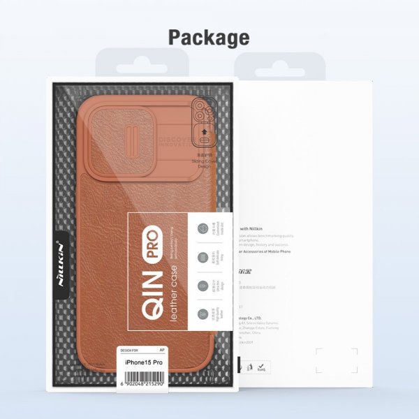 Nillkin iPhone 15 Pro Cover Qin Pro Series Rød