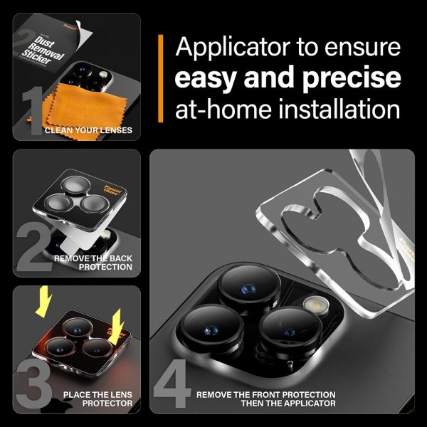 PanzerGlass iPhone 15 Pro/iPhone 15 Pro Max Kamerabeskyttelse Hoops Sort