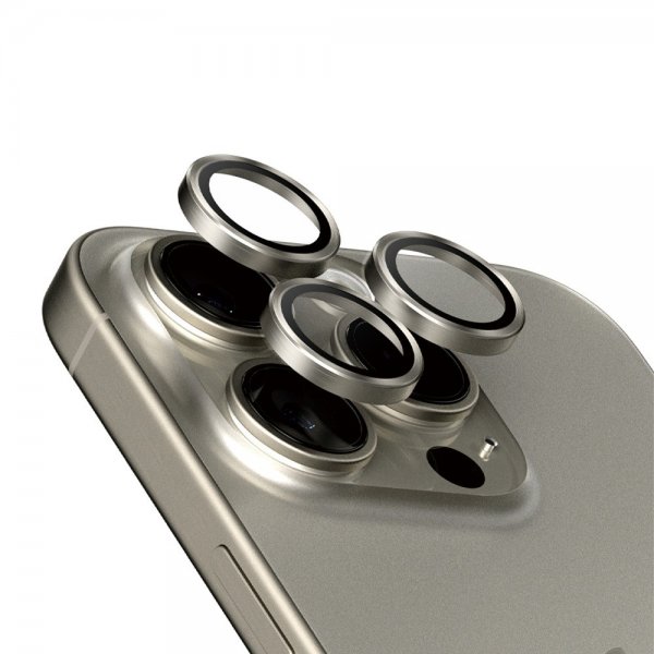 PanzerGlass iPhone 15 Pro/iPhone 15 Pro Max Kamerabeskyttelse Hoops Natural Titanium