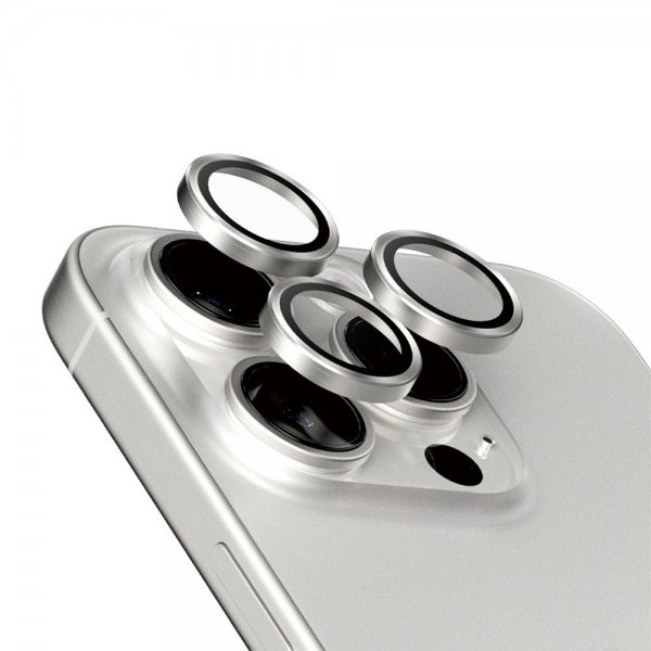 PanzerGlass iPhone 15 Pro/iPhone 15 Pro Max Kamera Beskyttelse Hoops White Titanium