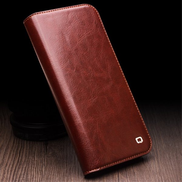 Qialino iPhone 15 Pro Max Etui Ægte Læder Brun