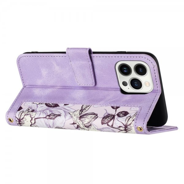 iPhone 15 Pro Max Cover Blomstret Lilla