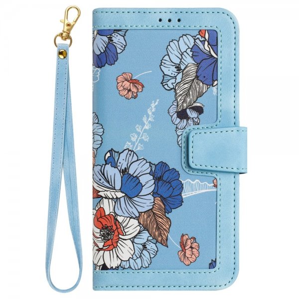 iPhone 15 Pro Max Cover Blomstermønster Lyseblå