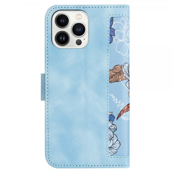 iPhone 15 Pro Max Cover Blomstermønster Lyseblå