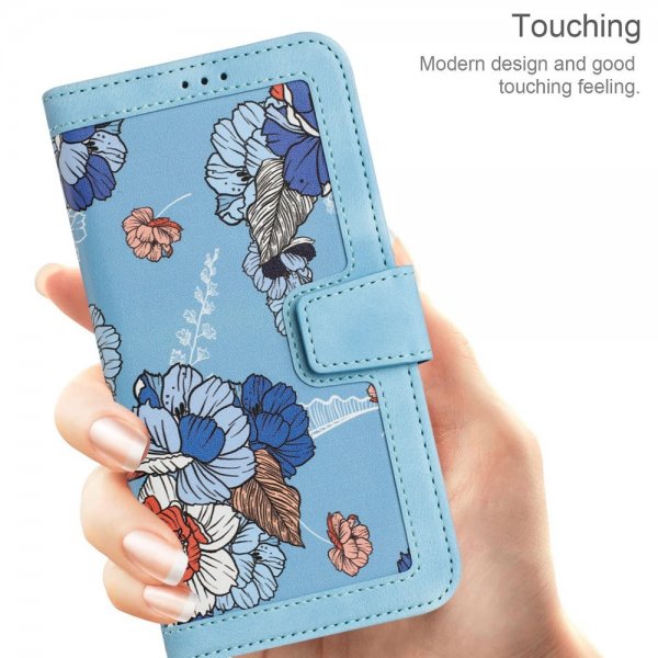 iPhone 15 Pro Max Cover Blomstermønster Lyseblå