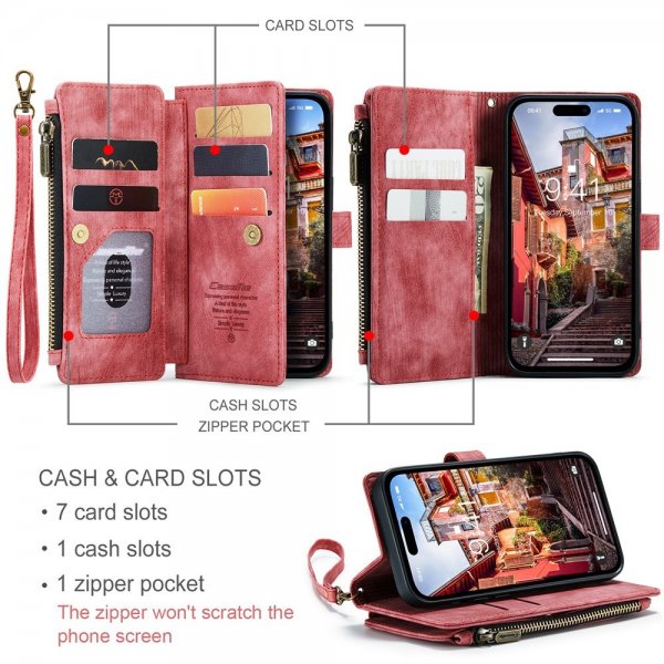 CaseMe iPhone 15 Pro Max Cover C30-serien Rød