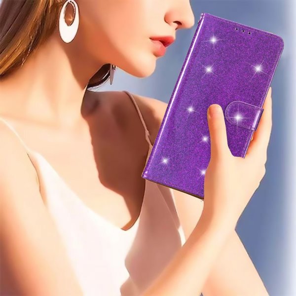 iPhone 15 Pro Max Cover Glitter Lilla