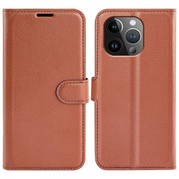 iPhone 15 Pro Max Cover Litchi Brun