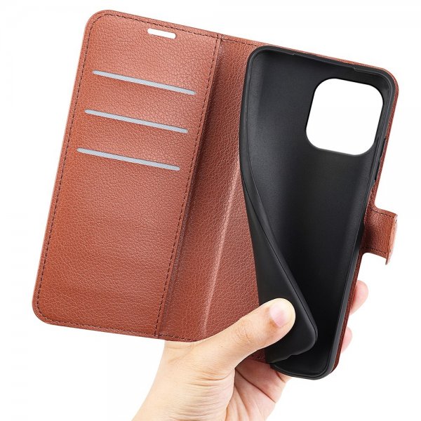 iPhone 15 Pro Max Cover Litchi Brun
