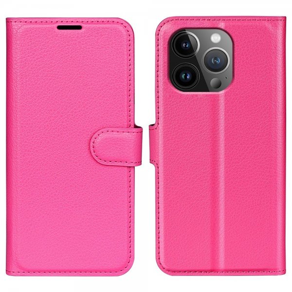 iPhone 15 Pro Max Cover Litchi Magenta