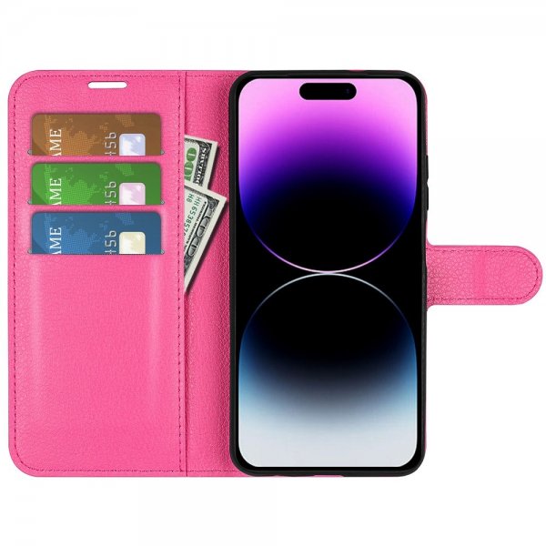 iPhone 15 Pro Max Cover Litchi Magenta