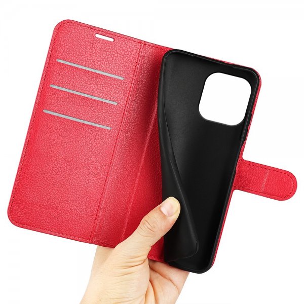 iPhone 15 Pro Max Cover Litchi Rød