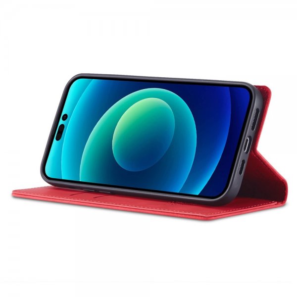 Lc.Imeeke iPhone 15 Pro Max Etui med Kortlomme Flip Rød