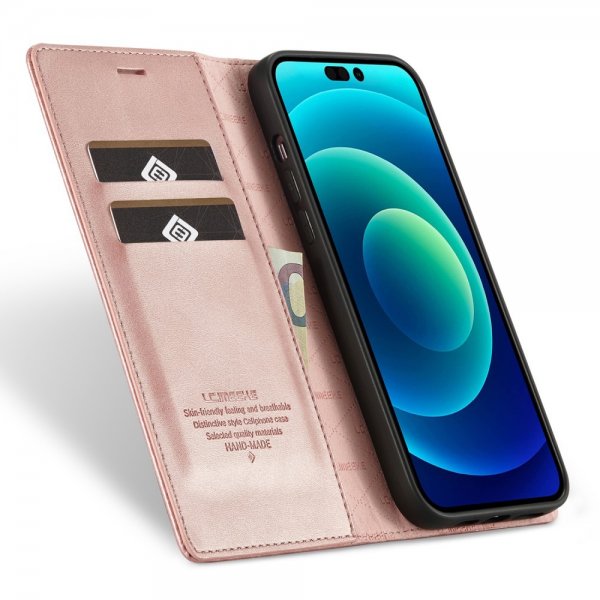Lc.Imeeke iPhone 15 Pro Max Etui med Kortlomme Flip Rosaguld