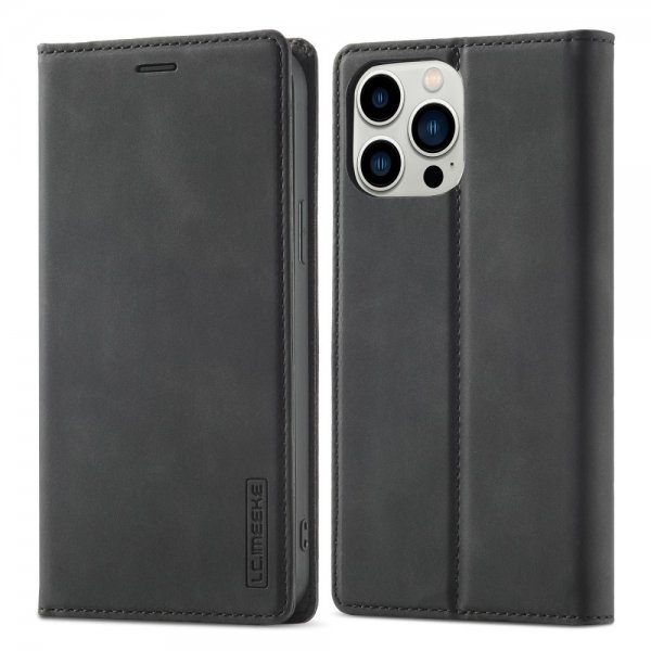 Lc.Imeeke iPhone 15 Pro Max Etui med Kortlomme Flip Sort