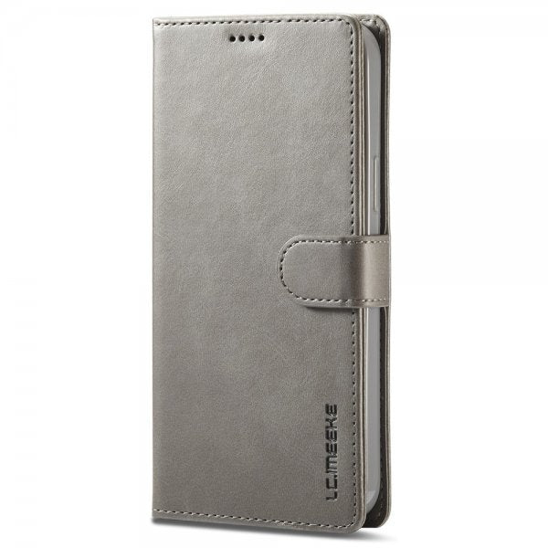 Lc.Imeeke iPhone 15 Pro Max Cover med Kortlomme Kickstand-funktion Grå