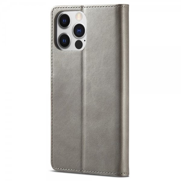 Lc.Imeeke iPhone 15 Pro Max Cover med Kortlomme Kickstand-funktion Grå