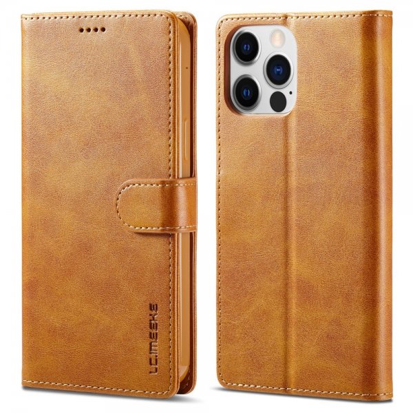 Lc.Imeeke iPhone 15 Pro Max Cover med Kortlomme Standerfunktion Lysebrun