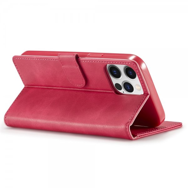Lc.Imeeke iPhone 15 Pro Max Cover med Kortlomme Standerfunktion Magenta
